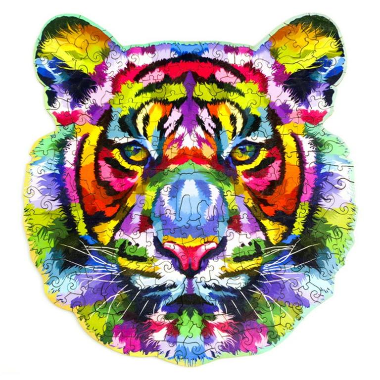 Details about   Wooden Puzzle Jigsaw Rainbow Tiger  Shape Best Challenge Game for Adults Kids 